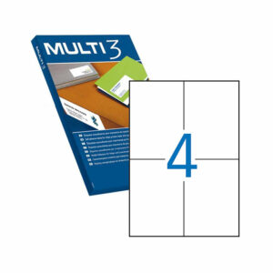Multi3 Pack de 400 Etiquetas Blancas Cantos Rectos Tama?o 105.0X148.0mm con Adhesivo Permanente para Multiples Usos