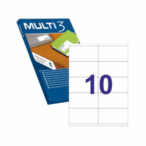 Multi3 Pack de 1.000 Etiquetas Blancas Cantos Rectos Tama?o 105.0X57.0mm con Adhesivo Permanente para Multiples Usos