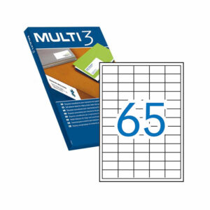 Multi3 Pack de 6.500 Etiquetas Blancas Cantos Rectos Tama?o 38.0X21.2mm con Adhesivo Permanente para Multiples Usos