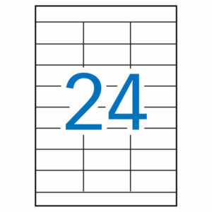 Apli Pack de 2.400 Etiquetas Rectangulares 70x33,8mm - 100 Hojas por 24 Etiquetas - Adhesivo Permanente - Cantos Rectos - Color Blanco