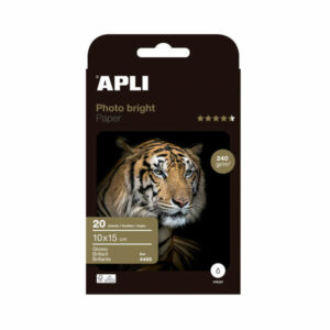 Apli Photobright Pack de 20 Hojas de Papel Fotografico 10x15cm 240g/m? - Acabado Brillante - Apto para Impresoras Inkjet