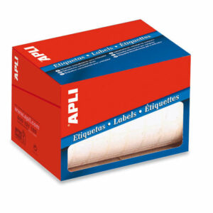 Apli Rollo de 400 Etiquetas Rectangulares 53x82mm - Adhesivo Permanente - Cantos Romos - Aptas para Escritura Manual - Color Blanco