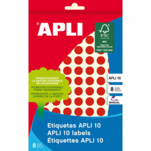 Apli Etiquetas 10 Rojas ? 10mm 8 Hojas