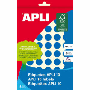 Apli Pack de 616 Etiquetas Redondas ?13mm - 8 Hojas por 77 Etiquetas - Adhesivo Permanente - Aptas para Escritura Manual - Color Azul