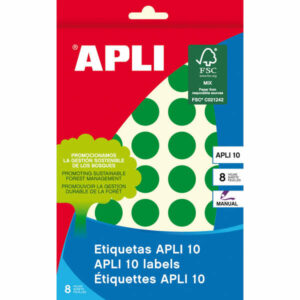 Apli Etiquetas 10 Verdes ? 19mm 8 Hojas
