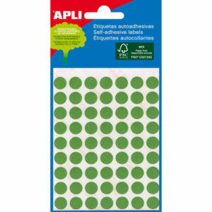 Apli Minibolsa de 288 Etiquetas Redondas ? 8mm - 3 Hojas por 96 Etiquetas - Adhesivo Permanente - Color Verde