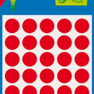 Apli Minibolsa de 175 Etiquetas Redondas ? 13mm - 5 Hojas por 35 Etiquetas - Adhesivo Permanente - Color Rojo