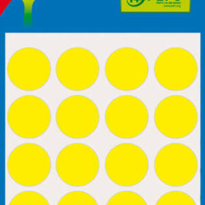 Apli Minibolsa de 100 Etiquetas Redondas ? 19mm - 5 Hojas por 20 Etiquetas - Adhesivo Permanente - Aptas para Escritura con Lapiz, Boligrafo y Rotulador - Color Amarillo