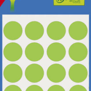 Apli Minibolsa de 100 Etiquetas Redondas ? 19mm - 5 Hojas por 20 Etiquetas - Adhesivo Permanente - Aptas para Escritura con Lapiz, Boligrafo y Rotulador - Color Verde