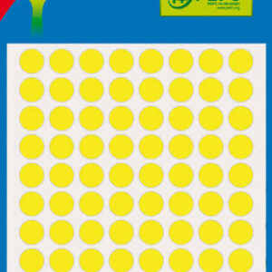 Apli Minibolsa de 288 Etiquetas Redondas ? 8mm - 3 Hojas por 96 Etiquetas - Adhesivo Permanente - Color Amarillo Fluor