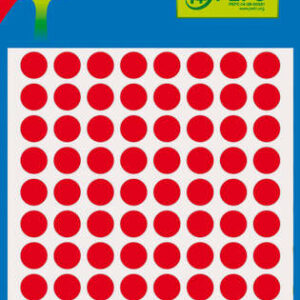 Apli Minibolsa de 288 Etiquetas Redondas ? 8mm - 3 Hojas por 96 Etiquetas - Adhesivo Permanente - Color Rojo Fluor