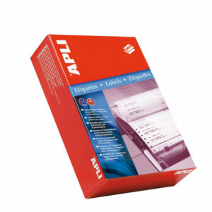 Apli Caja de 3.000 Etiquetas en Continuo 101.6 x 48.7mm - 500 Pliegues, 6 Etiquetas por Pliegue - Cantos Romos - Color Blanco