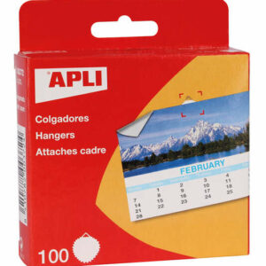 Apli Colgadores de Papel Engomado Redondos ? 30mm - Borde en Estrella - Triangulo Metalico de Soporte - Adhesivo Blanco de Gran Resistencia - Color Blanco