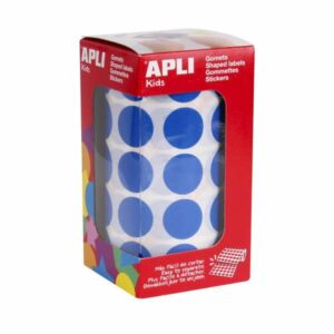 Apli Rollo de 1770 Gomets Redondos Azules - ? 20mm - Adhesivo Permanente - Desarrolla Habilidades y Capacidades en Ni?os