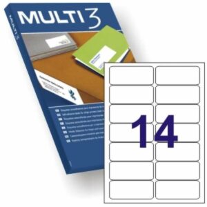 Multi3 Pack de 1400 Etiquetas Blancas Cantos Redondeados Tama?o 99,1x38,1mm - Adhesivo Permanente - Aptas para Impresion Ink-jet y Laser