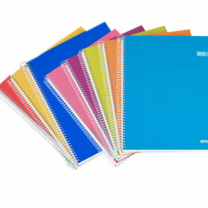 Ancor Classic Stripes Cuaderno Espiral Tama?o A5 Cuadriculado 4x4mm - 80 Hojas 90gr - Tapa de Carton Plastificado - Colores Surtidos