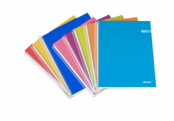 Ancor Classic Stripes Cuaderno Espiral Tama?o A5 Cuadriculado 4x4mm - 80 Hojas 90gr - Tapa de Carton Plastificado - Colores Surtidos