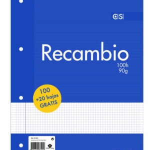 Ancor Recambio de 120 Hojas 90gr Tama?o A4 Cuadriculado 4x4mm - 4 Taladros