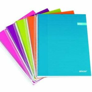 Ancor Classic Stripes Cuaderno Espiral Tama?o A4 Cuadriculado 5x5mm - 120 Hojas 70gr - Tapa Dura de Carton Plastificado - Colores Surtidos
