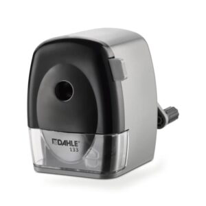 Dahle 133 Afilalapices de Manivela - Para Lapices de 8 a 11,5mm ? - Fresa de Acero - Forma de Punta Ajustable - Gran Deposito - Color Gris/Negro