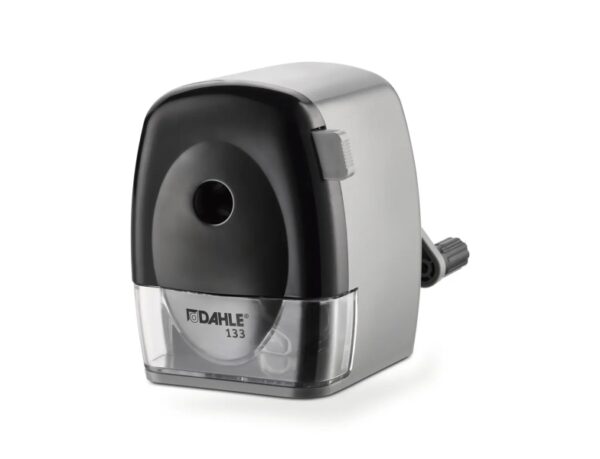 Dahle 133 Afilalapices de Manivela - Para Lapices de 8 a 11,5mm ? - Fresa de Acero - Forma de Punta Ajustable - Gran Deposito - Color Gris/Negro