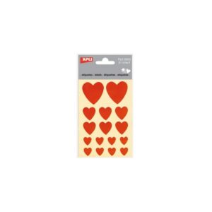 Apli Bolsa de Pegatinas con Corazones - Adhesivo Permanente - Tama?os Surtidos - 3 Hojas (48 Pegatinas) - Ideal para Decorar, Tarjetas y Regalos - Color Rojo
