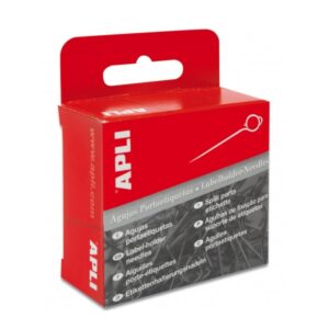 Apli Caja de 100 Agujas Porta Etiquetas Plateadas - Cabezal de Alambre Redondo - Ideal para Tiendas de Ropa y Textiles - Color Plata