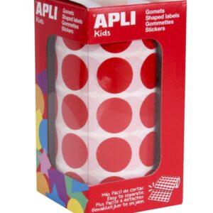 Apli Rollo de 1770 Gomets Redondos Rojos - ? 20mm - Adhesivo Permanente - Desarrolla Habilidades y Capacidades en Ni?os